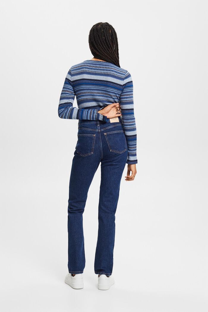 Retro-jeans met hoge taille en slanke pijpen, BLUE MEDIUM WASHED, detail image number 3