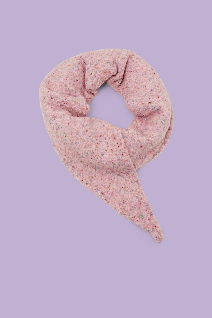 Driehoekige bouclé sjaal, OLD PINK, detail image number 0