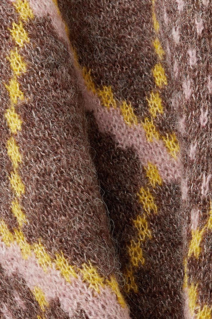 Geruite trui van een wolmix, TOFFEE, detail image number 5