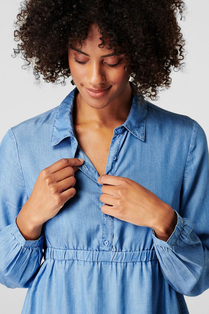 Van TENCEL™: chambray blouse met elastische band, MEDIUM WASHED, detail image number 1