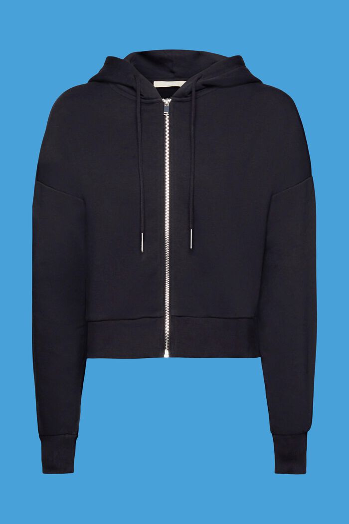 Kortere hoodie met doorlopende knoopsluiting, BLACK, detail image number 6