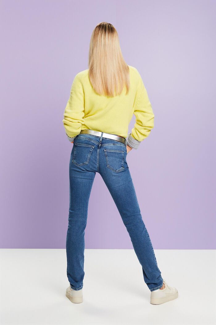 Slim fit jeans met middelhoge taille, BLUE MEDIUM WASHED, detail image number 3
