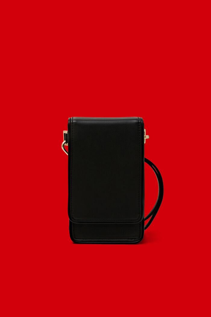 Petit sac crossbody pour téléphone en similicuir, BLACK, detail image number 0