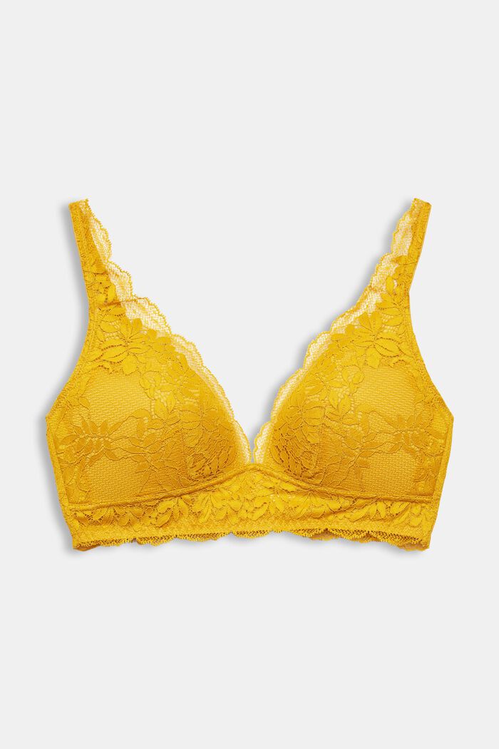 Gerecycled: kanten push-up-bh zonder beugels, HONEY YELLOW, detail image number 1