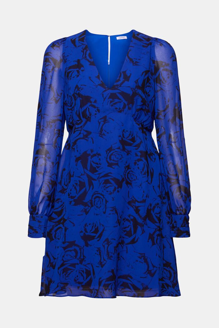 Mini-jurk met V-hals en print, BRIGHT BLUE, detail image number 6