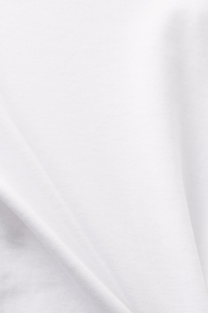 T-shirt en coton à encolure en V, WHITE, detail image number 5