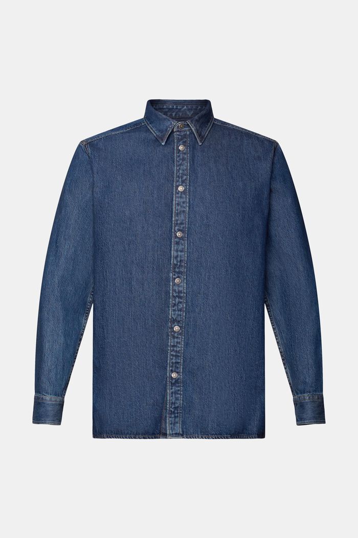 Jeans shirt, 100% katoen, BLUE MEDIUM WASHED, detail image number 5