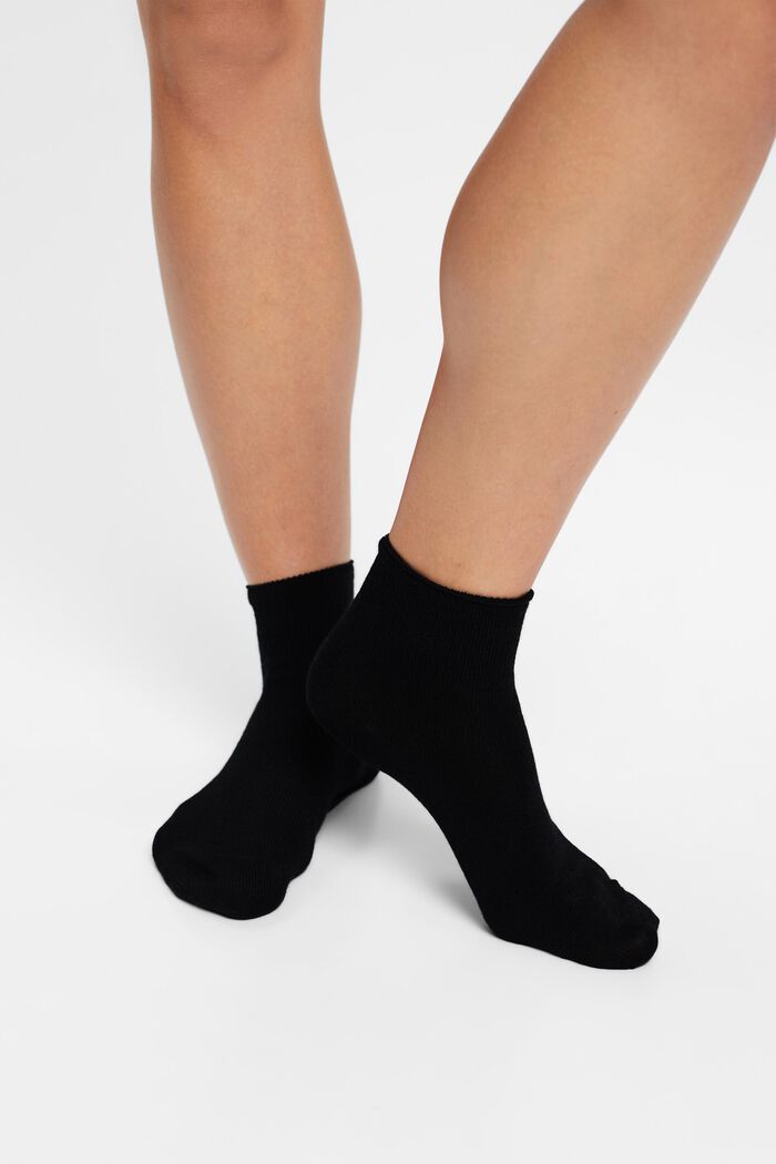 Set van 2 paar sokken met ajourpatroon, wolmix, BLACK, detail image number 2