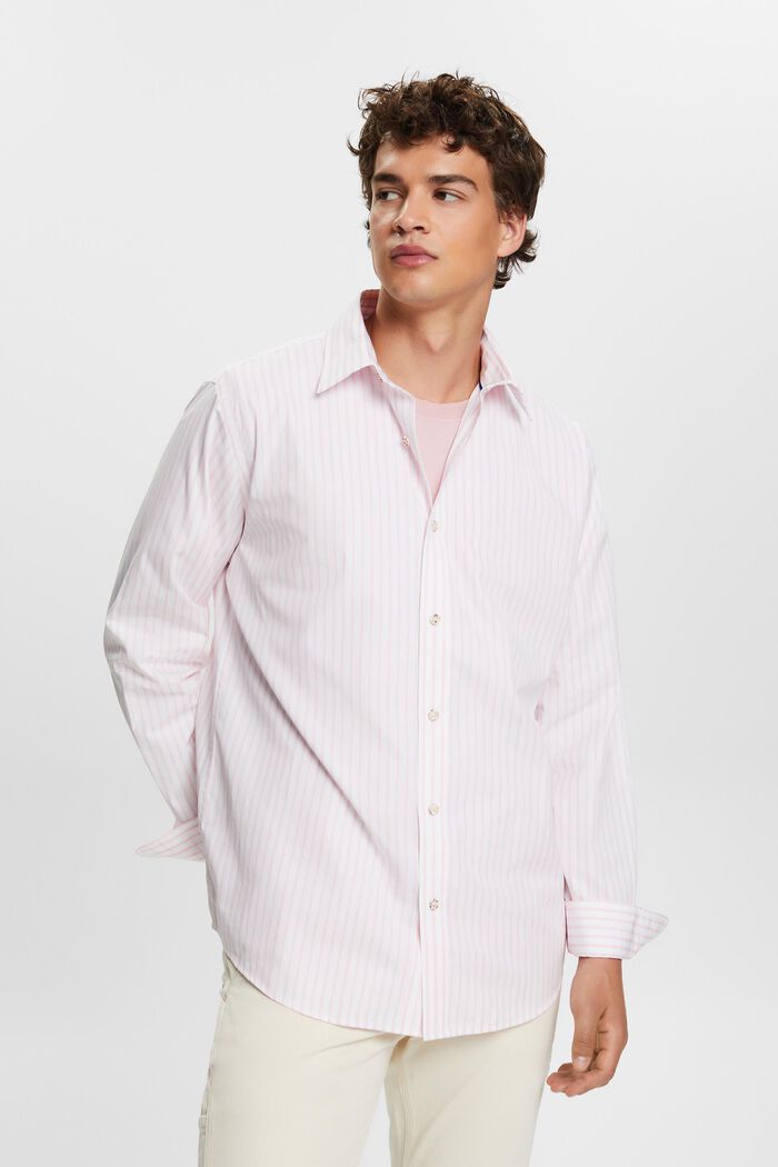 Gestreept overhemd van katoen-popeline, PASTEL PINK, detail image number 2