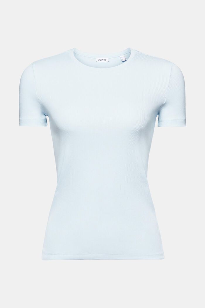 T-shirt van katoen-jersey met ronde hals, PASTEL BLUE, detail image number 6