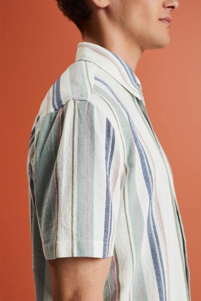 Chemise rayée à manches courtes, 100 % coton, DUSTY GREEN, detail image number 2
