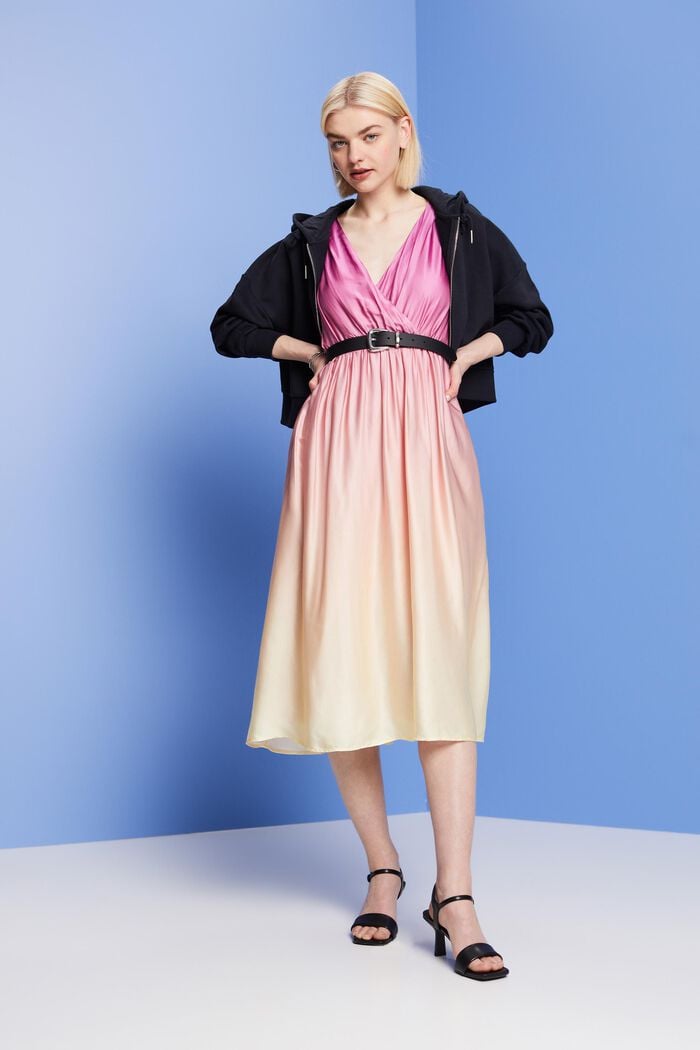 Midi-jurk met motief, PASTEL YELLOW, detail image number 1