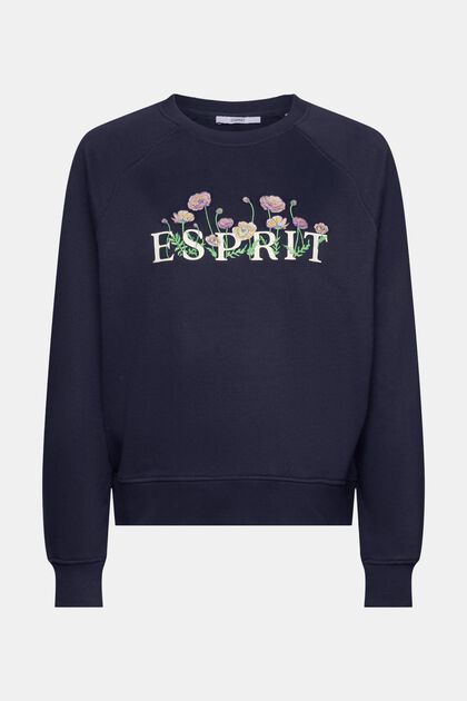 Sweatshirt met logoprint en geborduurde bloemen