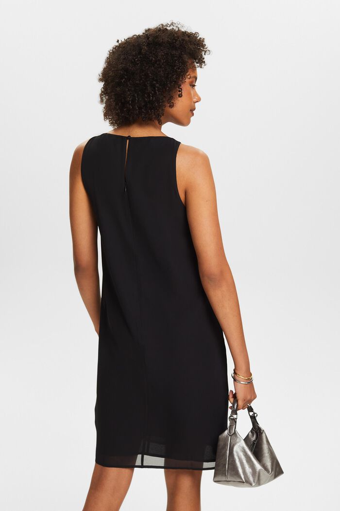Mini-robe sans manches en crêpe mousseline, BLACK, detail image number 2