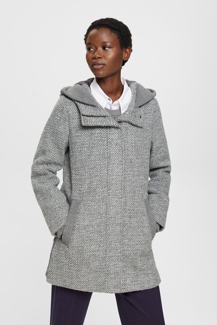 Manteau en laine mélangée bicolore, LIGHT GREY, detail image number 1