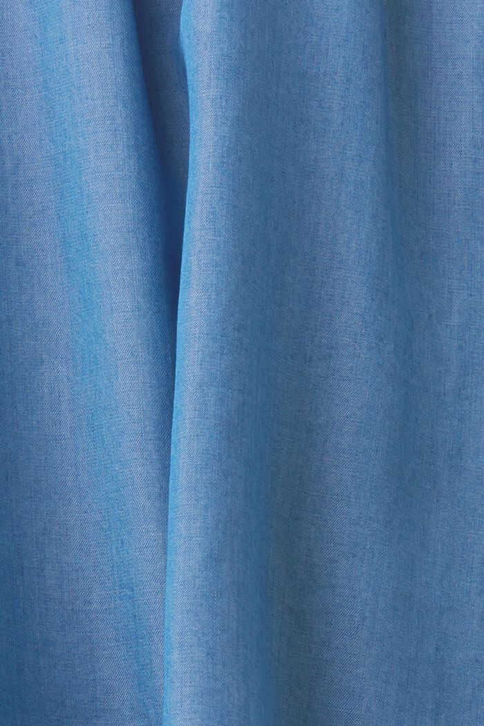 Mouwloze blouse van imitatiedenim met ruches, BLUE MEDIUM WASHED, detail image number 6