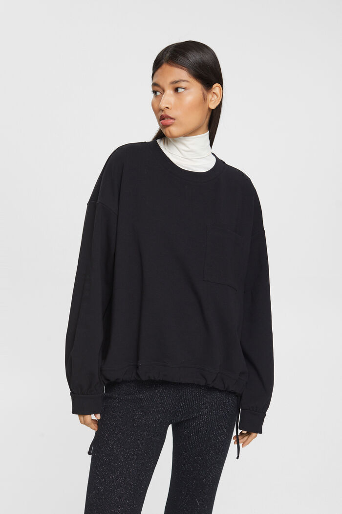 Sweatshirt met tunnelkoord in de zoom, BLACK, detail image number 0