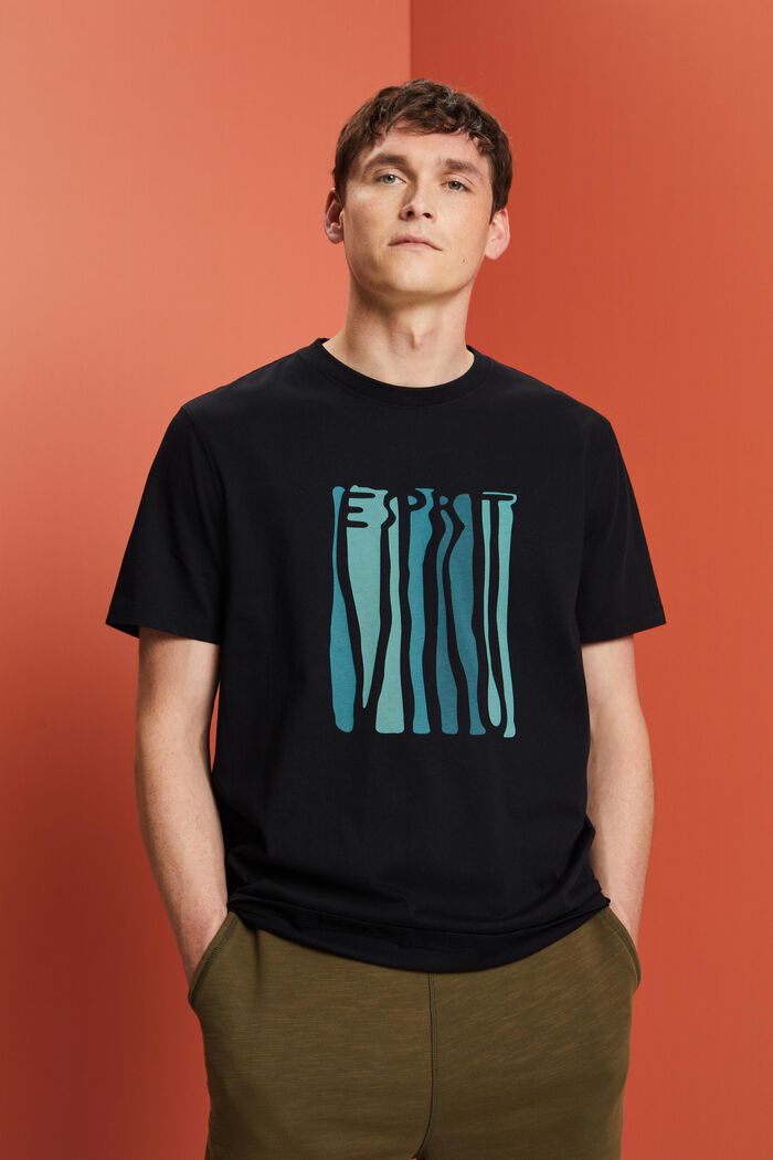 Jersey T-shirt met print, 100% katoen, BLACK, detail image number 0