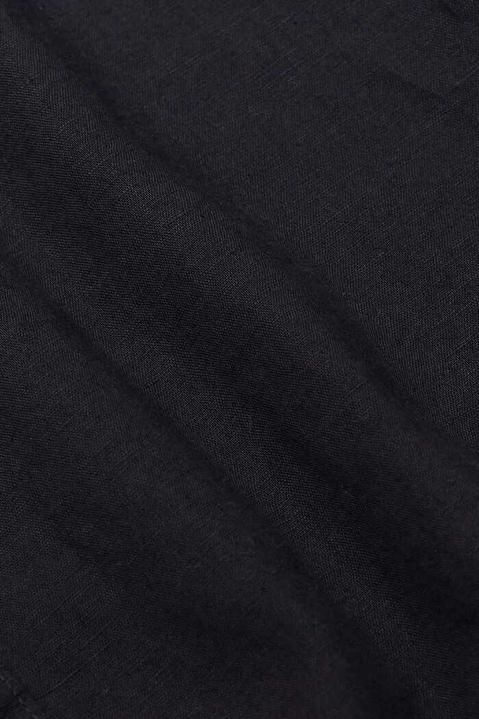 T-shirt à manches courtes en mélange de lin et de coton, BLACK, detail image number 4