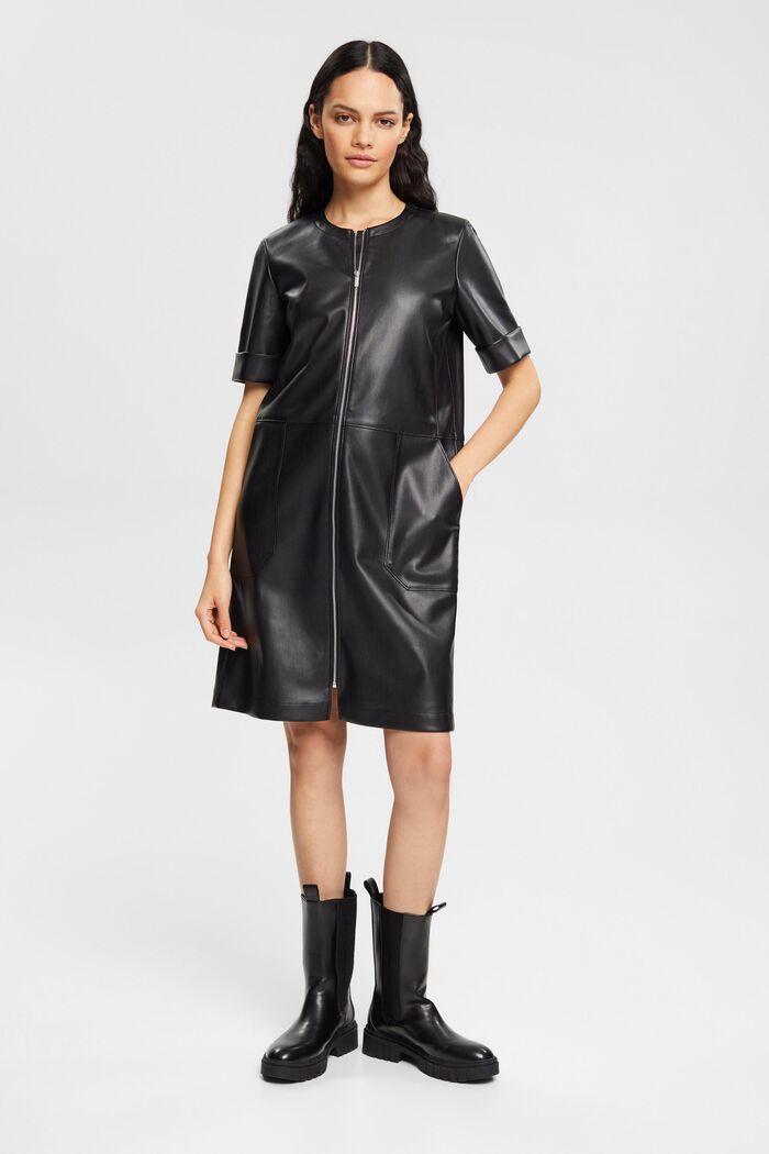 Mini-jurk van imitatieleer, BLACK, detail image number 2