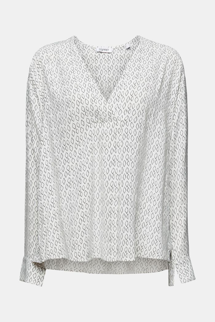 Crêpe blouse met V-hals en print, OFF WHITE, detail image number 5