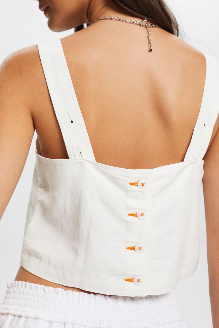 Cropped camisole top, linnenmix, WHITE, detail image number 2