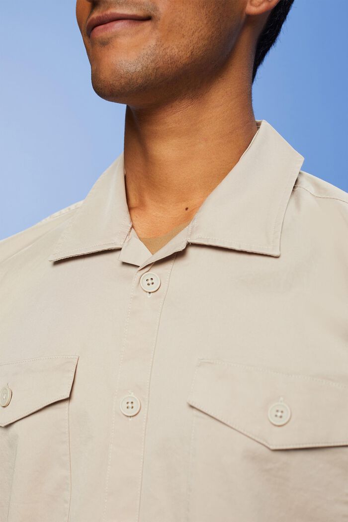 Katoenen overhemd met twee borstzakken, LIGHT TAUPE, detail image number 2