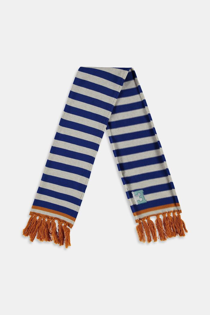 Gestreepte sjaal met franjes, BRIGHT BLUE, detail image number 1