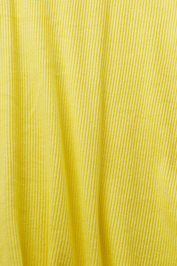 Shirt van jersey ribbreisel met lange mouwen, PASTEL YELLOW, detail image number 5