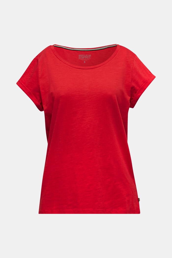 T-shirt flammé vaporeux 100 % coton, DARK RED, detail image number 0
