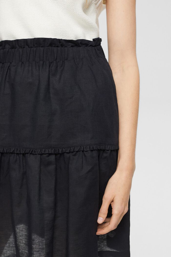 Mini-jupe en lin mélangé, BLACK, detail image number 0