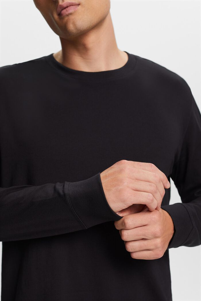 Jersey longsleeve, 100% katoen, BLACK, detail image number 2