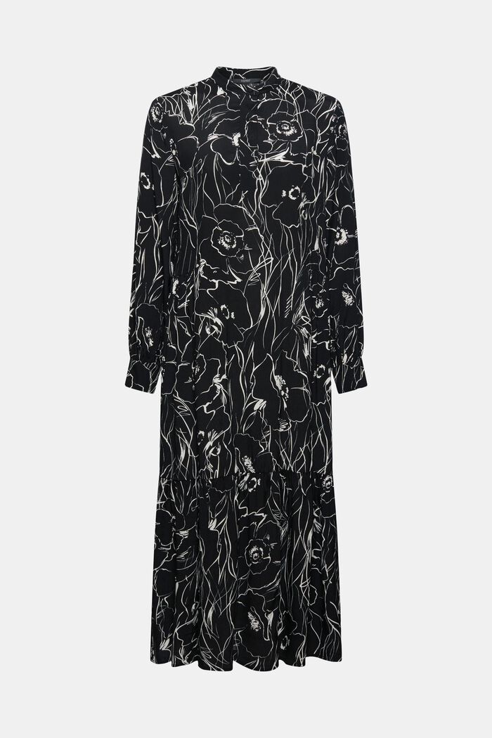 Midi-jurk met print en LENZING™ ECOVERO™, BLACK, overview