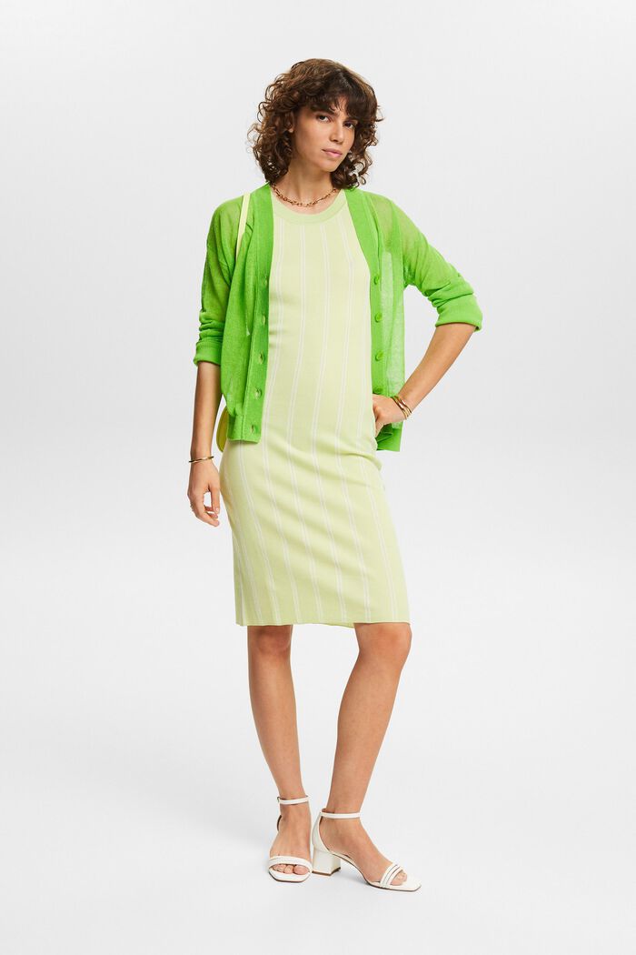 Gestreepte mouwloze midi-jurk, PASTEL GREEN, detail image number 1