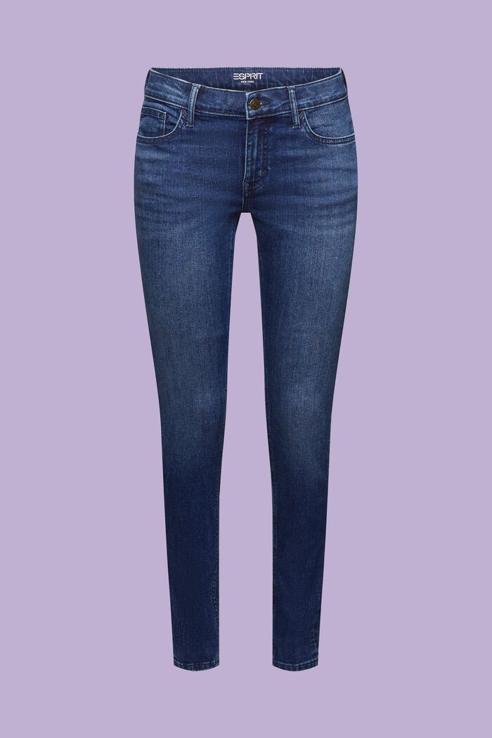 Mid rise skinny jeans, BLUE DARK WASHED, detail image number 6