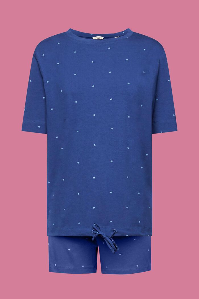 Pyjama-short en coton à motif all-over, DARK BLUE, detail image number 5