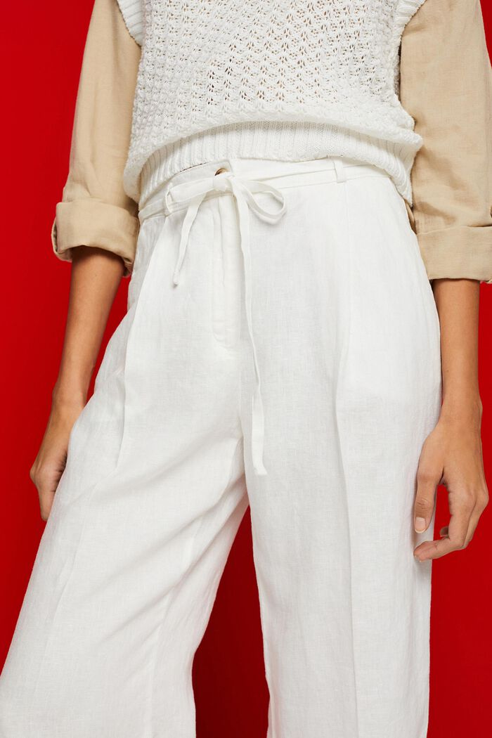 Pantalon large en lin, OFF WHITE, detail image number 2
