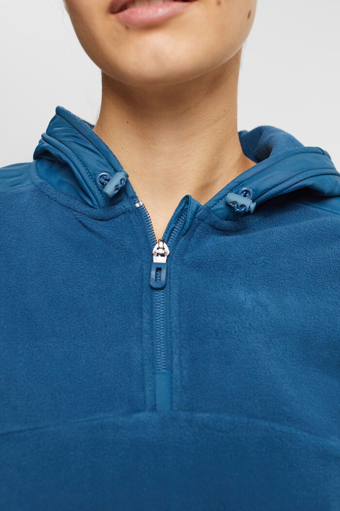 Fleece sweatshirt met capuchon, PETROL BLUE, detail image number 2