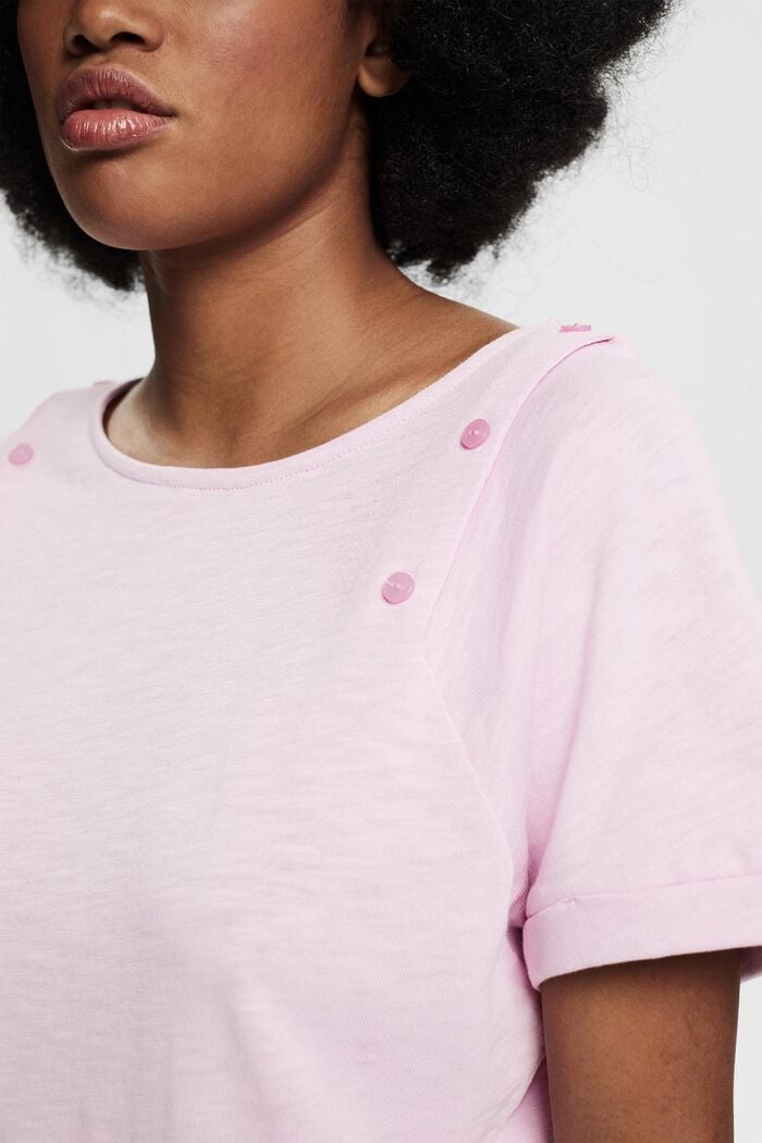 T-shirt à boutons, 100 % coton, PINK, detail image number 2