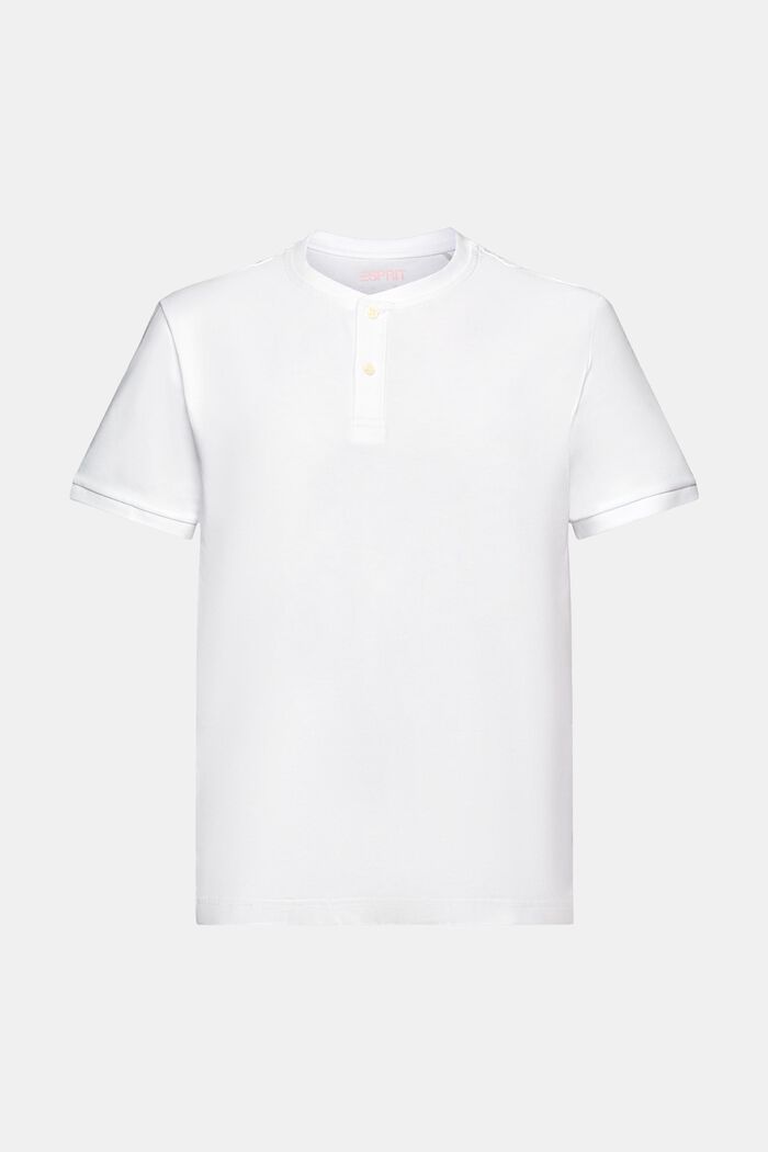 T-shirt col tunisien en jersey, WHITE, detail image number 6
