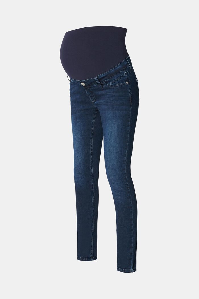 Skinny fit jeans met band over de buik, NEW DARKWASH, detail image number 5