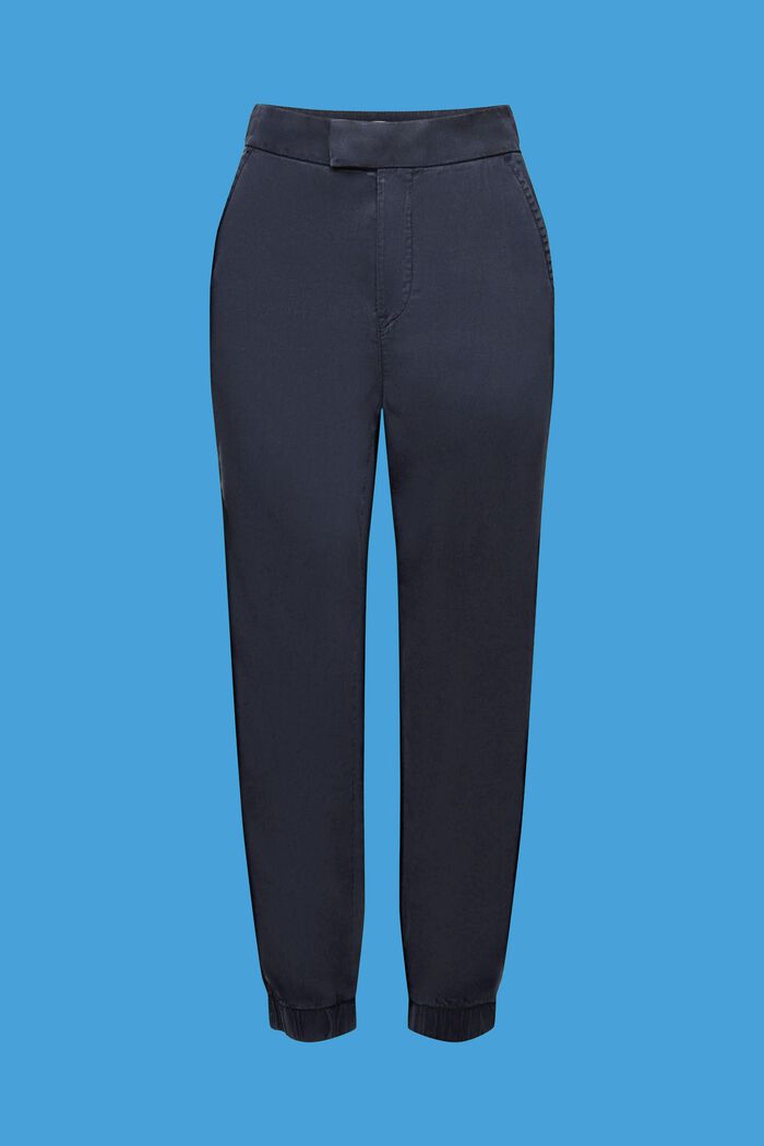 Sportieve twill broek met een hoge taille, NAVY, detail image number 7