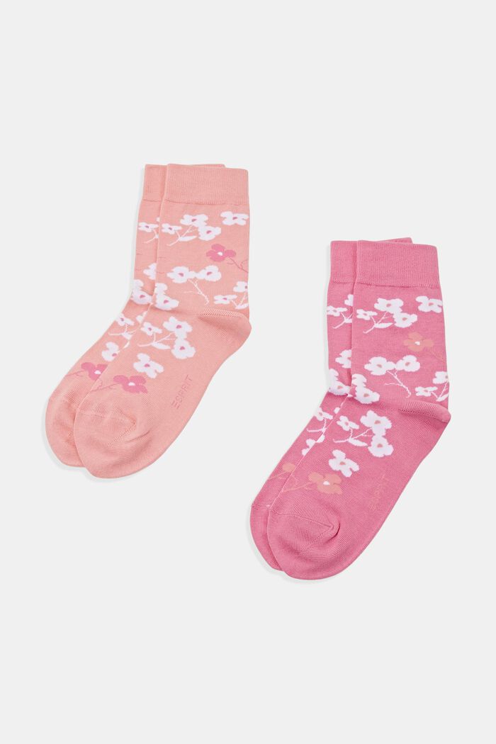 Set van 2 paar grofgebreide sokken met print, ROSE/PINK, detail image number 0