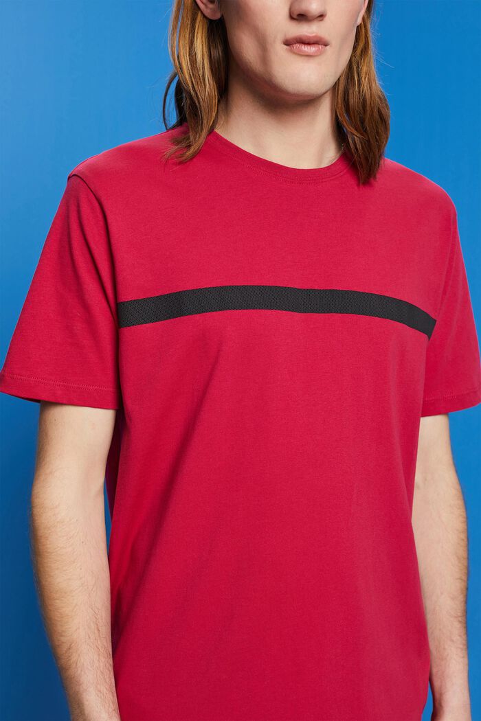 Katoenen T-shirt met contrasterende streep, DARK PINK, detail image number 2