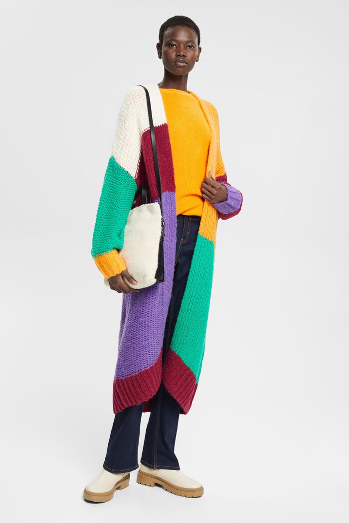 Cardigan à effet colour blocking à teneur en alpaga et en laine, RED, detail image number 1