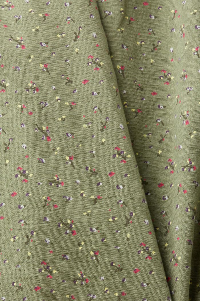 Mouwloze blouse met bloemenprint, van een linnenmix, LIGHT KHAKI, detail image number 4