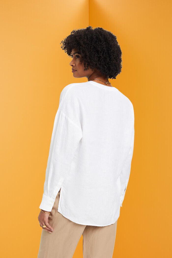 Linnen blouse, WHITE, detail image number 3