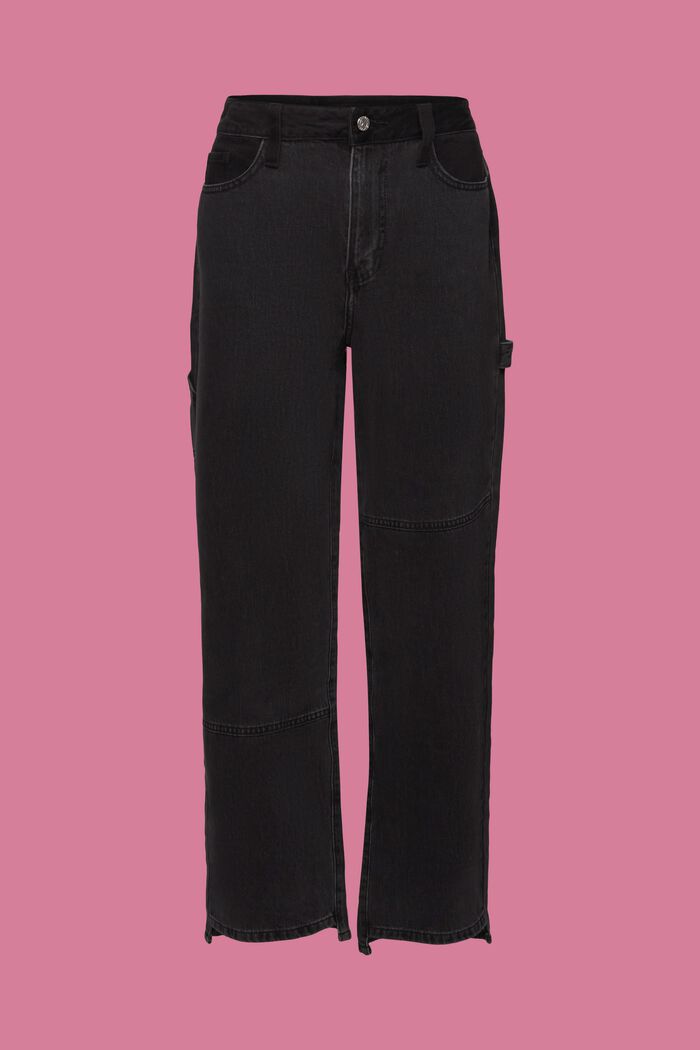 Retro jeans met hoge taille en wijde pijpen, BLACK MEDIUM WASHED, detail image number 7