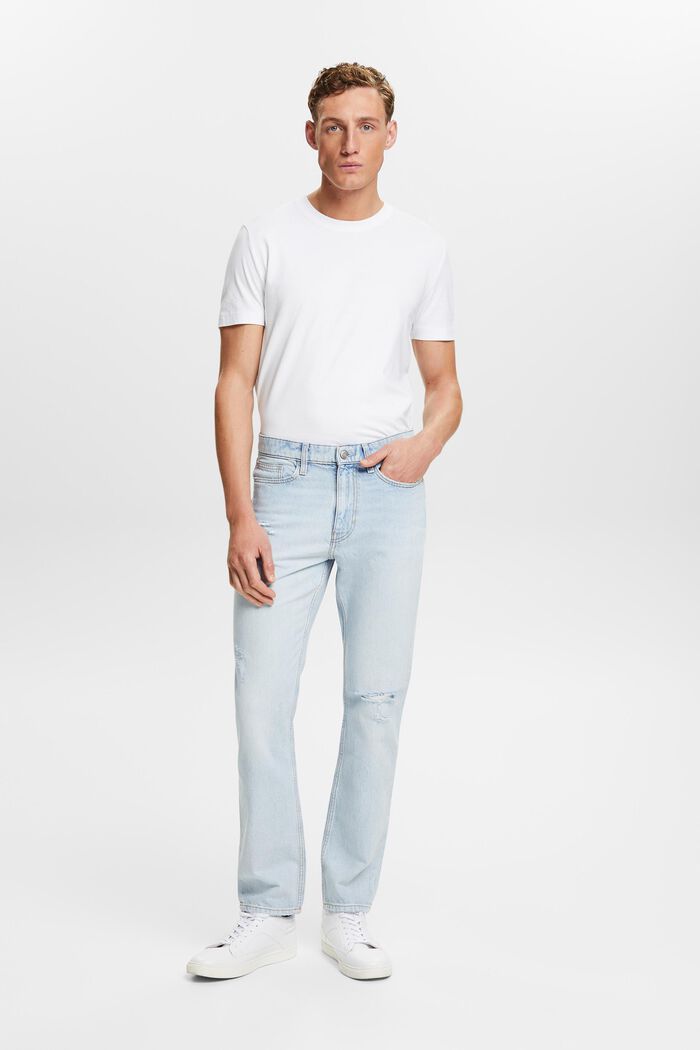Jeans met middelhoge taille en rechte pijpen, BLUE LIGHT WASHED, detail image number 5