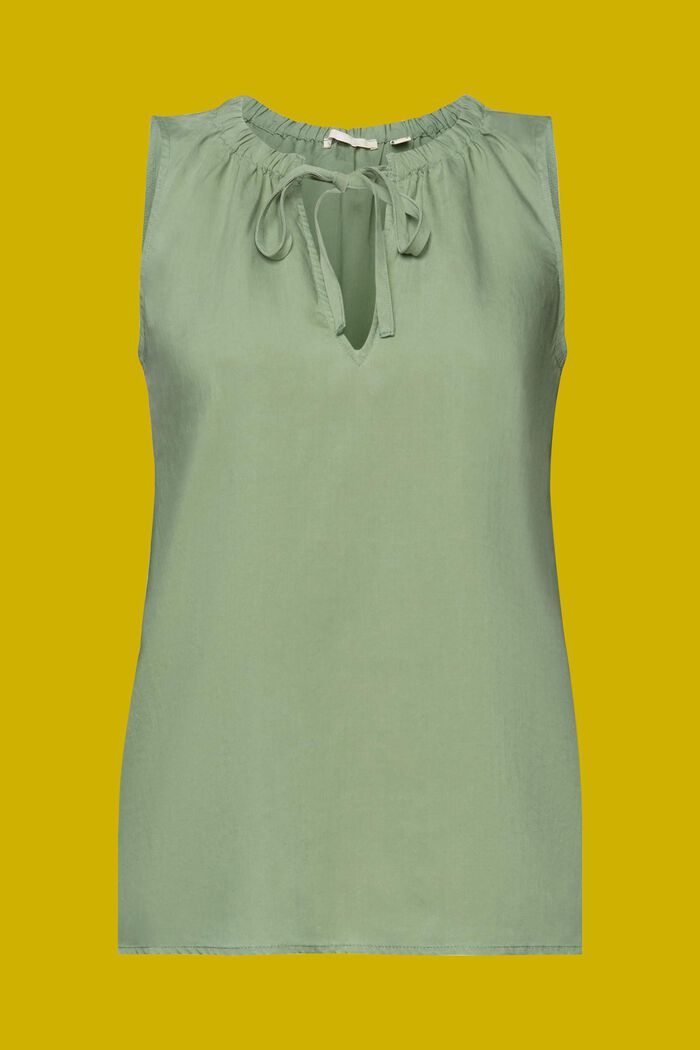 Mouwloze blouse met elastische kraag, PALE KHAKI, detail image number 5